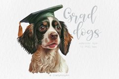 Graduation Watercolor Clipart, Cute Dogs in Graduation Caps Product Image 1