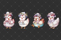 Cute Floral Chicken, Chicken coop, Farm Watercolor clipart Product Image 6