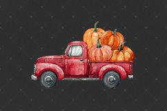 Pumpkin Truck PNG Clipart, Vintage Red Truck with Pumpkins Product Image 6
