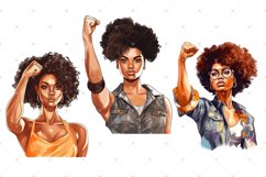Girl Power Watercolor clipart, Afro Black Woman PNG bundle Product Image 7