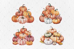 Pumpkin PNG Clipart, Vintage Watercolor Pile of Pumpkins Product Image 2