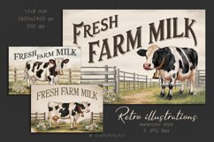 Fresh Farm Milk Cow, Vintage inspired JPG illustrations Product Image 1