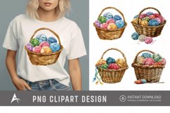 Watercolor Knitting Basket Clipart Product Image 1