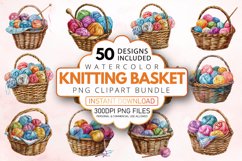 Watercolor Knitting Basket Clipart Bundle Product Image 1
