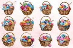 Watercolor Knitting Basket Clipart Bundle Product Image 2