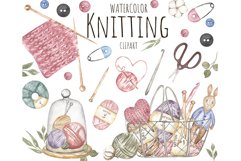 Watercolor Knitting Clipart Bundle Product Image 1