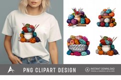 Watercolor Knitting Clipart , Hand Painted Knitting Graphics Product Image 1
