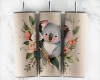 Beautiful Watercolor Floral Koala Tumbler Wrap PNG Product Image 3