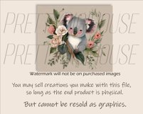 Beautiful Watercolor Floral Koala Tumbler Wrap PNG Product Image 2