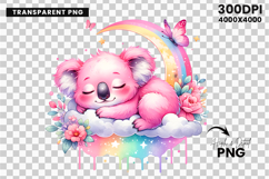 watercolor koala rainbow png, koala cloud clipart, cute koala sublimation design, nursery koala watercolor, baby koala png, pastel koala clipart, dreamy koala printable art, watercolor koala illustration, rainbow koala png, koala digital download