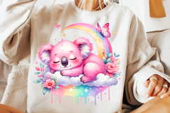 watercolor koala rainbow png, koala cloud clipart, cute koala sublimation design, nursery koala watercolor, baby koala png, pastel koala clipart, dreamy koala printable art, watercolor koala illustration, rainbow koala png, koala digital download