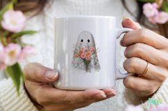 Watercolor Lace Ghost Halloween PNG Product Image 3