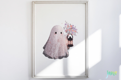 Watercolor Lace Ghost Halloween PNG Product Image 5