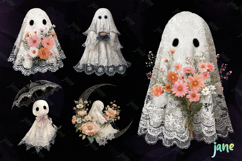 Watercolor Lace Ghost Halloween PNG Bundle Product Image 7