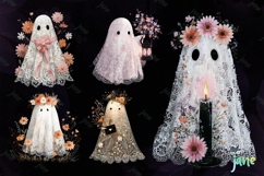 Watercolor Lace Ghost Halloween PNG Bundle Product Image 8