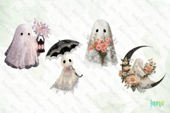 Watercolor Lace Ghost Halloween PNG Product Image 1