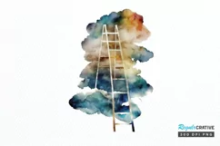 Watercolor Ladder Clouds PNG Clipart Product Image 1