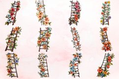 Watercolor Ladder with Flower Clipart Bundle Product Image 2