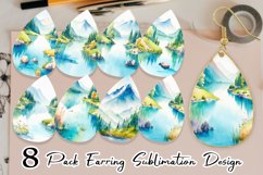 Watercolor Lakes landscape Earring teardrop sublimation Product Image 1