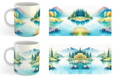 Watercolor Lakes landscape | Mug sublimation design Product Image 3