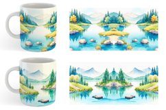 Watercolor Lakes landscape | Mug sublimation design Product Image 4