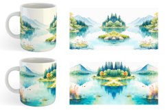 Watercolor Lakes landscape | Mug sublimation design Product Image 5