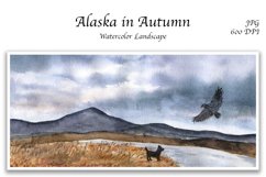 Watercolor landscape painting of Alaska nature