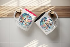 Watercolor landscape snowman reindeers star round Merry Christmas quote print tumbler skinny mug wrap clipart t-shirt sublimation printable design