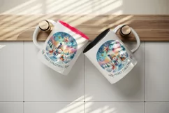 Watercolor landscape snowman reindeers star round Merry Christmas quote print tumbler skinny mug wrap clipart t-shirt sublimation printable design