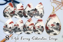 Watercolor Landscape Temple Earring teardrop sublimation des Product Image 1