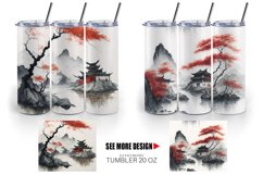 Watercolor Landscape Temple Tumbler Sublimation Wrap Product Image 6