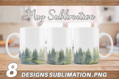 Watercolor Landscape Trees Mug sublimation design Product Image 1