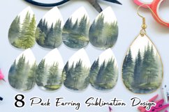 Watercolor Landscape Trees Earring teardrop sublimation desi Product Image 1