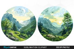 Watercolor Landscapes Sublimation PNG Clipart Product Image 1