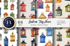 Lantern Houses Seamless Watercolor Pattern Paper Product Image 1