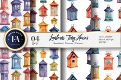 Lantern Houses Seamless Watercolor Pattern Paper Product Image 1