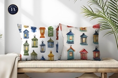 Lantern Houses Seamless Watercolor Pattern Paper Product Image 2