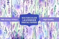 Watercolor lavender digital papers, PNG high quality Product Image 1