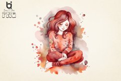 Watercolor Lazy Girl Sublimation Png Bundle Product Image 3