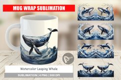 Mug Wrap Design Watercolor Leaping Whale Product Image 1