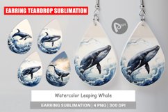 Earring Teardrop Watercolor Leaping Whale Product Image 1
