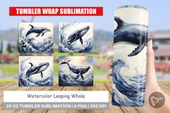 Tumbler Sublimation Wrap Watercolor Leaping Whale Product Image 1