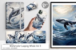 Digital Paper Watercolor Leaping Whale Product Image 1