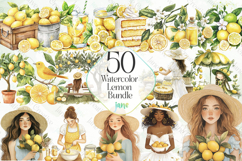 Watercolor Lemon Bundle Clipart Product Image 1