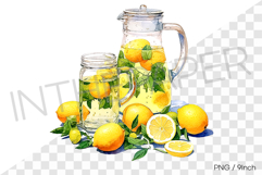 Lemon water set PNG drink beverage clipart watercolor illust Product Image 1