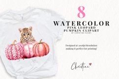 Watercolor Pink Leopard Pumpkins Clipart Product Image 2