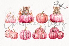 Watercolor Pink Leopard Pumpkins Clipart Product Image 4