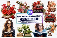 Watercolor Light and Dark Academia Clipart Bundle Product Image 1
