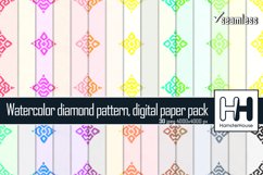 Watercolor light diamond pattern, digital paper pack Product Image 1