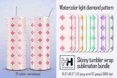 Watercolor light diamond pattern skinny tumbler sublimation Product Image 2